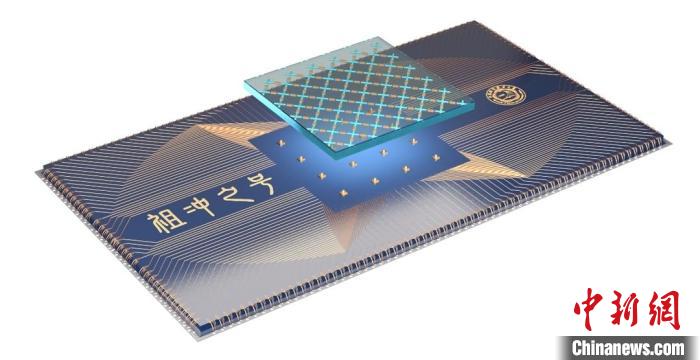 量子計(jì)算芯片示意圖。